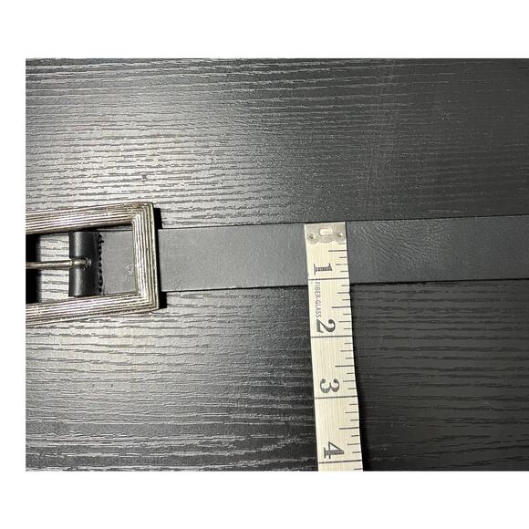 Vintage Linea Pelle Classic Black Leather Belt with Unique Rectangular Buckle main image 10